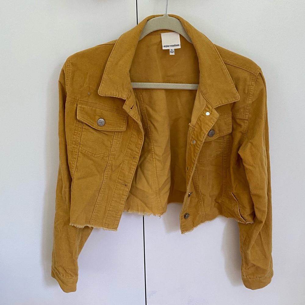 Mustard Yellow Corduroy Crop Jacket